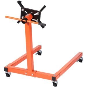 engine stand, 1300 lbs (3/5 ton) rotating engine motor stand with 360 degree adjustable head, cast iron motor hoist dolly, 4 caster, 4 adjustable arms, for vehicle maintenance, auto repair