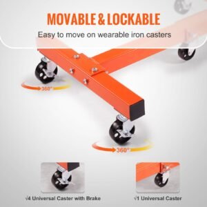 engine stand, 1500 lbs (3/4 ton) rotating engine motor stand with 360 degree adjustable head, cast iron folding motor hoist dolly, 5 caster, 4 adjustable arms, for vehicle maintenance