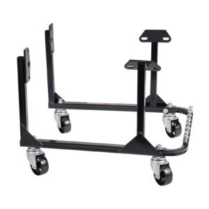 engine stand, 750 lbs load capacity engine motor stand, heavy duty steel motor holder with 4 swivel casters and 4 hook positions, suitable for bb chevy and gen 1 sb chevy engines