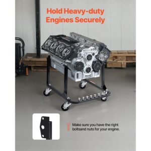 engine stand, 750 lbs load capacity engine motor stand, heavy duty steel motor holder with 4 swivel casters and 4 hook positions, suitable for bb chevy and gen 1 sb chevy engines