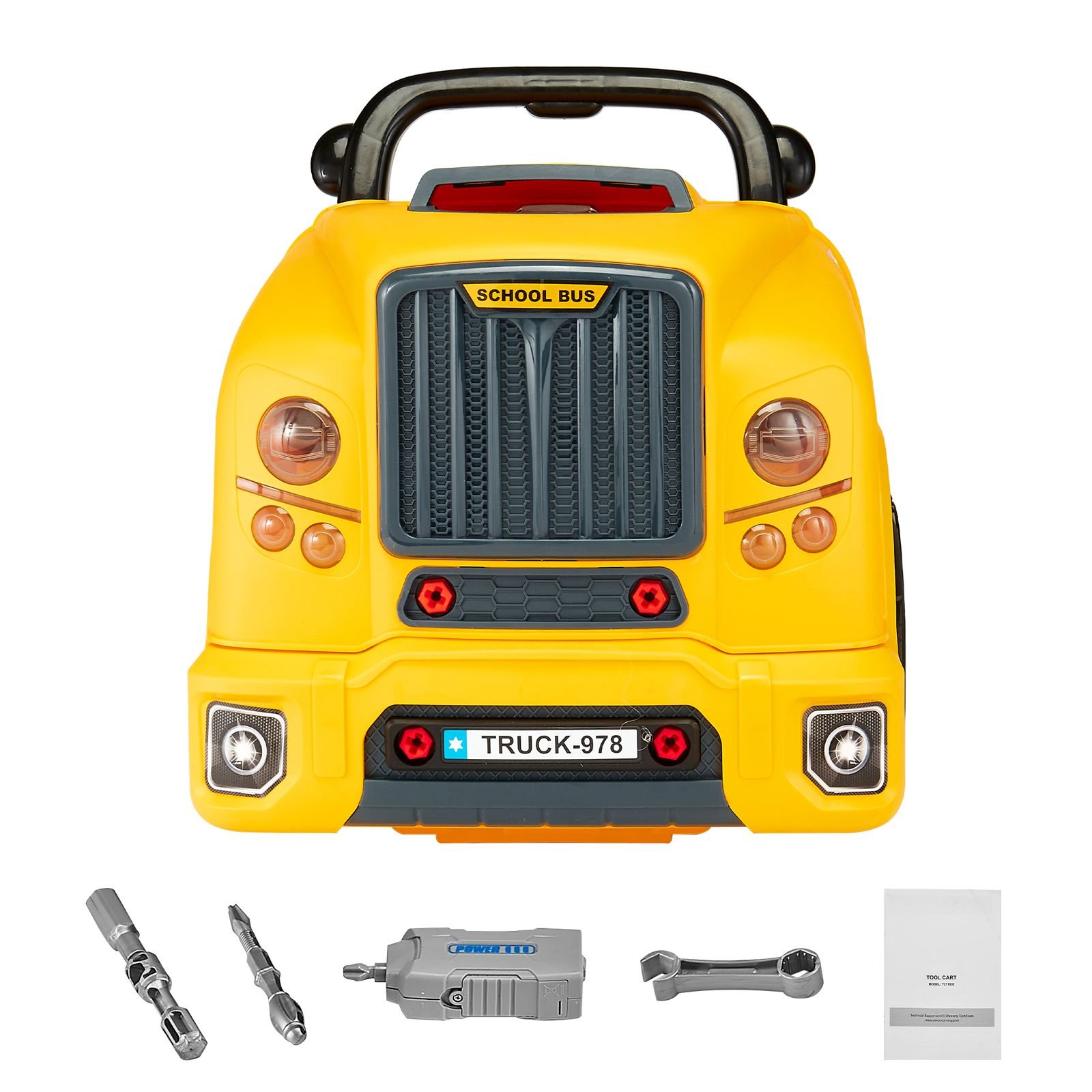 engine toy, 60 pieces, kids mechanic car repair set with removable parts, lights and sounds, steering wheel and horn, kids mechanic workshop set for toddler ages 3 years and up, yellow