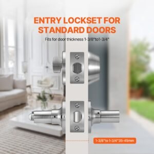 entry door locksets with deadbolt, 5 pack satin nickel entry lever and single cylinder deadbolt, keyed alike combo pack, fit for 1 3/8" to 1 3/4" door thickness, for entrance and front door