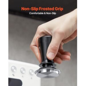 espresso tamper 51mm, spring loaded coffee tamper, 30 lbs tamper tool espresso, stainless tamper with non slip grip