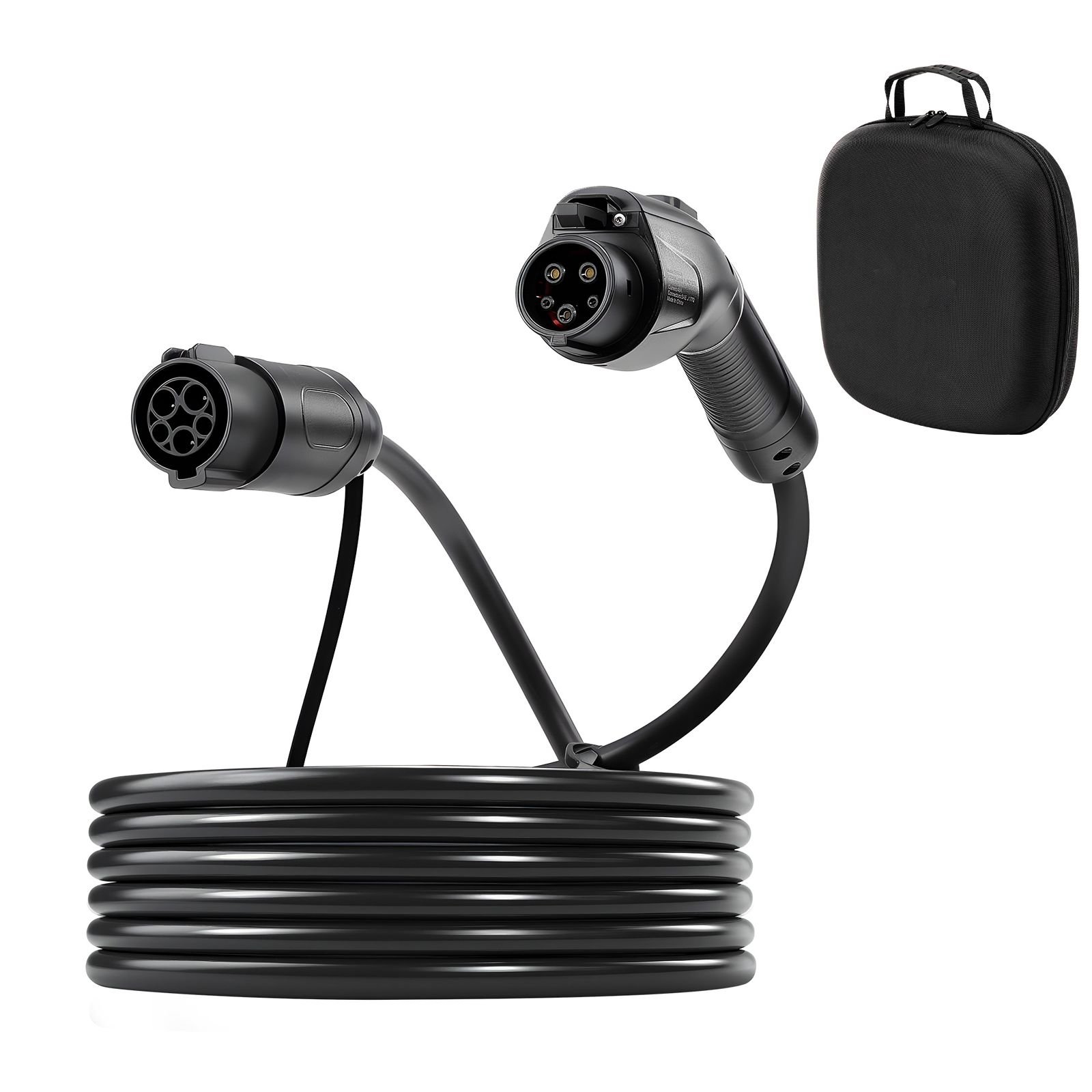 ev charger extension cable, 32amp 21 ft j1772 extension cord compatible with 120v 240v sae j1772 electric vehicle chargers, level 1/level 2 ip66 heavy duty car charging cable with carrying bag