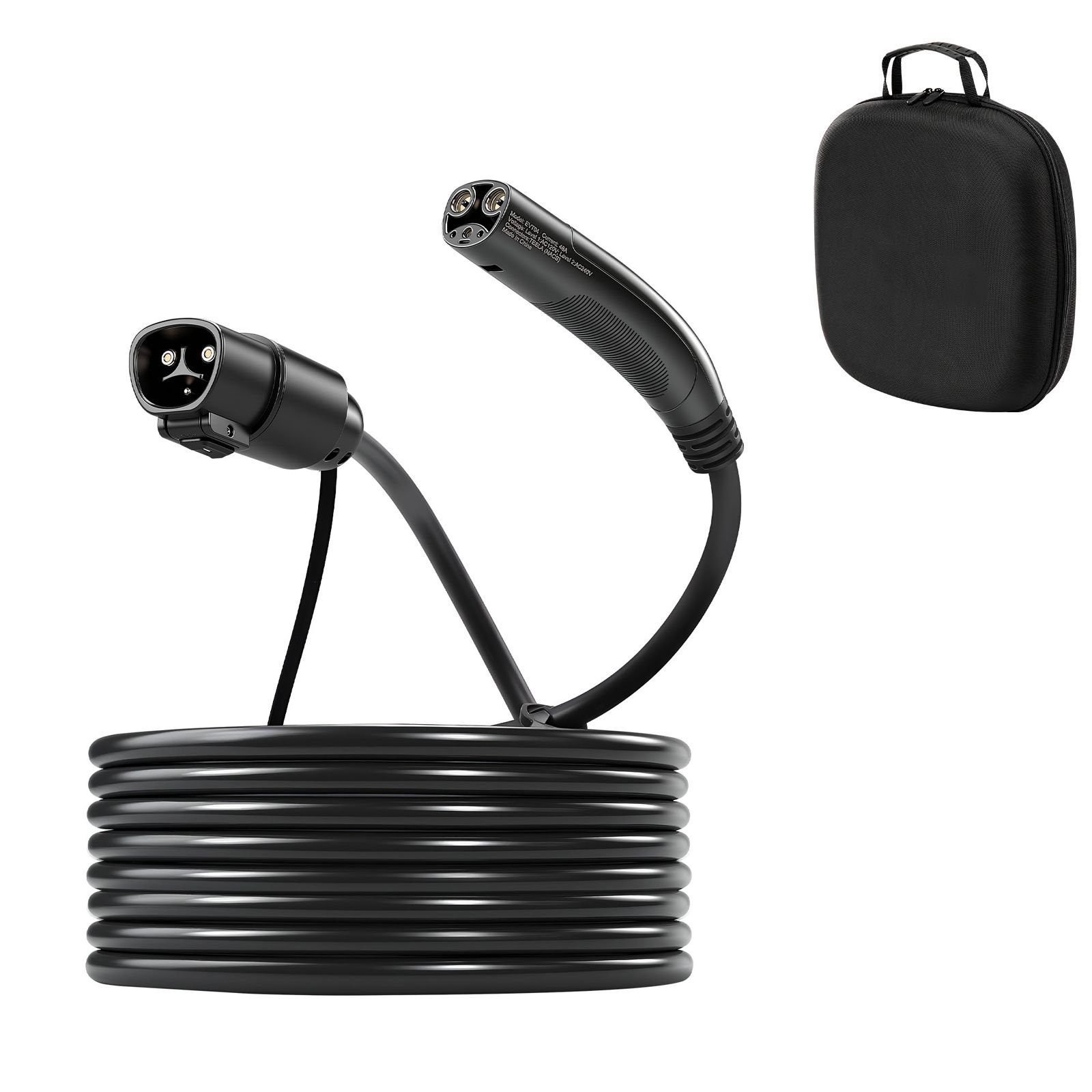 ev charger extension cable for tesla, 48amp 40 ft max 240v 11.52 kw with nacs plug, ev extension cord for level 1/2 tesla mobile/wall connector/destination charger, model y/x/3/s, carrying bag