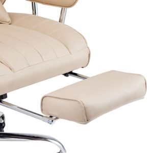executive office chair with footrest, 400lb capacity office chair with lumbar pillow & removable armrests, heavy duty ergonomic chair, pu leather reclining home office desk chairs, brown
