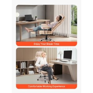 executive office chair with footrest, 400lb capacity office chair with lumbar pillow & removable armrests, heavy duty ergonomic chair, pu leather reclining home office desk chairs, brown