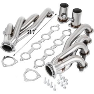 exhaust header set 1 3/4" exhaust turbo headers, stainless steel exhaust manifold headers, shorty engine conversion ls swap exhaust headers for chevy ls1 ls2 ls3 ls6 ls10 suv/truck car