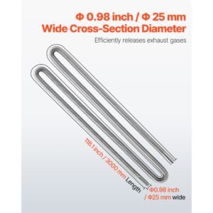 exhaust hose, 118.1 inch stainless steel exhausts hose, diesel heater flexible exhaust pipe with 2 hose clamps, exhausts hoses kit diesel heater accessories for 2kw 5kw 8kw diesels heaters