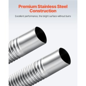 exhaust hose, 118.1 inch stainless steel exhausts hose, diesel heater flexible exhaust pipe with 2 hose clamps, exhausts hoses kit diesel heater accessories for 2kw 5kw 8kw diesels heaters