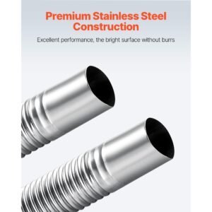 exhaust hose, 23.6 inch diesel heater flexible exhaust pipe, stainless steel exhausts hoses with 2 hose clamps, air diesel parking heater exhausts hoses line for 2kw 5kw 8kw diesels heaters