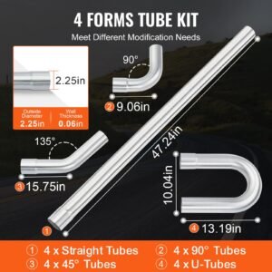 exhaust kit, 16pcs, diy universal galvanized steel exhaust kit with slip fit joint & large exhaust tube, rust proof exhaust pipe for exhaust system, fit for garage/auto repair store/4s store
