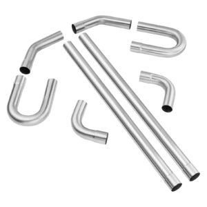 Exhaust Kit, 8 Pieces, DIY Universal Stainless Steel Exhaust Kit with Slip-Fit Joint & Large Exhaust Tube, Rust-Proof Exhaust Pipe for Exhaust System, Fit for Garage/Auto Repair Store/4S Store
