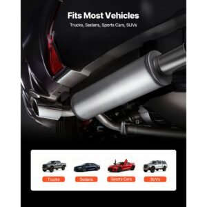 exhaust muffler, 4 inch inlet & outlet, 30 inch overall length stainless steel exhaust tip, universal resonator round body, high performance for trucks, sedans, sports cars, suvs & daily drivers