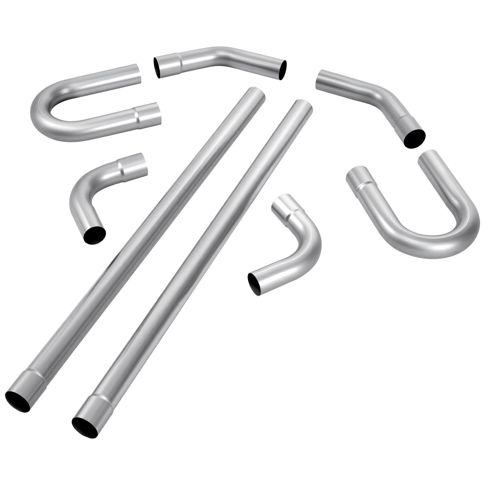 exhaust pipe, 8 pcs 2.25 inch mild steel diy custom exhaust tubing straight & u bend kit with 90 & 135 degree pipes, galvanized surface finish, universal fit for truck, sedan, sports car, suv