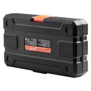 extra long allen hex bit socket set, 18 piece 3/8 inch drive, s2 alloy steel and cr v steel, standard sae and metric 1/8 inch 3/8 inch, 3 12mm, with enhanced storage case, for mechanics