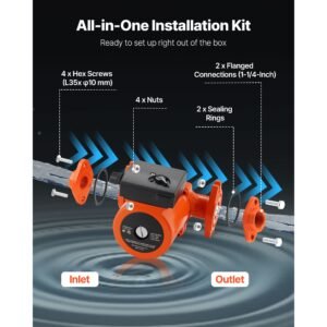 f 0011 bf4 j cast iron circulator pump, 33 gpm, ac 120v 33 ft hot water recirculating circulation pump, 1 1/4 in flange connection, 3 speed adjustment, quiet operation, for home heating system