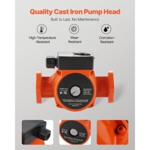 f 007 f5 71fc cast iron circulator pump, 23 gpm, ac 120v 16 ft hot water recirculating circulation pump, 1 inch flange connection, 3 speed adjustment, quiet operation, for home heating system