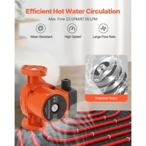 f 007 f5 71fc cast iron circulator pump, 23 gpm, ac 120v 16 ft hot water recirculating circulation pump, 1 inch flange connection, 3 speed adjustment, quiet operation, for home heating system