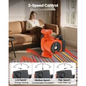 f 007 f5 71fc cast iron circulator pump, 23 gpm, ac 120v 16 ft hot water recirculating circulation pump, 1 inch flange connection, 3 speed adjustment, quiet operation, for home heating system