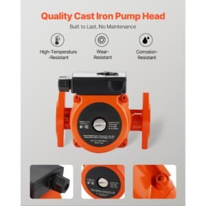 f 009 bf5 j cast iron circulator pump, 17 gpm, ac 120v 35 ft hot water recirculating circulation pump, 3/4 inch flange connection, 3 speed adjustment, quiet operation, for home heating system