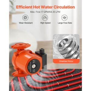 f 009 bf5 j cast iron circulator pump, 17 gpm, ac 120v 35 ft hot water recirculating circulation pump, 3/4 inch flange connection, 3 speed adjustment, quiet operation, for home heating system