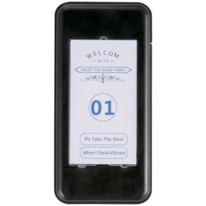 f101 restaurant pager system 16 pagers, max 98 beepers wireless calling system, touch keyboard with vibration, flashing and buzzer for church, nurse,hospital & hotel