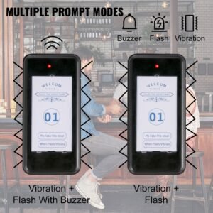 f103 restaurant pager system 20 pagers, max 98 beepers wireless calling system, touch keyboard with vibration, flashing and buzzer for church, nurse,hospital & hotel