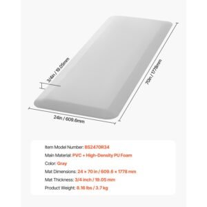 fall mat for elderly, 3/4 inch thickened fall prevention pad with beveled edge, anti slip bedside safety floor mat for seniors, handicaps, patients (24 x 70 inch)