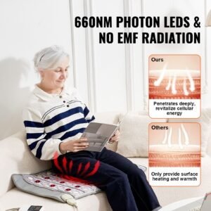 far infrared heating pad, amethyst heating pad with jade & tourmaline stones, 660nm photon light & negative ions, 103 159 f hot gemstones mat with 0 12 hours timer for pain relief (32" x 20")