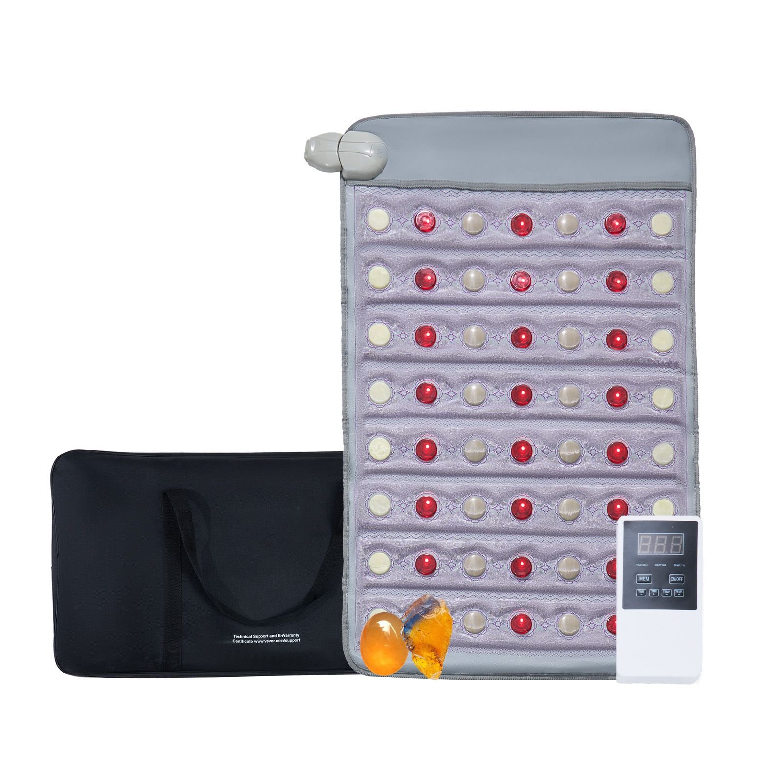 far infrared heating pad, amethyst heating pad with jade & tourmaline stones, 660nm photon light & negative ions, 103 159 f hot gemstones mat with 0 12 hours timer for pain relief (32" x 20")