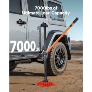 farm jack with base, 60" utility high lift farm jack, 3.18 ton (7,000 lbs) capacity ratcheting off road utility jacks, heavy duty lift jacks with 5.12" 54.33" lifting range for tractor, truck