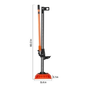 farm jack with base, 60" utility high lift farm jack, 3.18 ton (7,000 lbs) capacity ratcheting off road utility jacks, heavy duty lift jacks with 5.12" 54.33" lifting range for tractor, truck