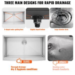 farmhouse kitchen sink, 304 stainless steel drop in sinks, top mount single bowl basin with ledge & accessories, household dishwasher sinks for workstation, prep kitchen, and bar sink, 30 inch