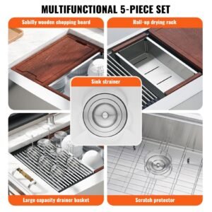 farmhouse kitchen sink, 304 stainless steel drop in sinks, top mount single bowl basin with ledge & accessories, household dishwasher sinks for workstation, prep kitchen, and bar sink, 36 inch