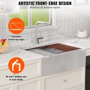 farmhouse kitchen sink, 304 stainless steel drop in sinks, top mount single bowl basin with ledge & accessories, household dishwasher sinks for workstation, prep kitchen, and bar sink, 36 inch