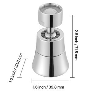 faucet aerator, 360° swivel kitchen sink aerator, 5 function 5 flow sink sprayer attachment, bathroom faucet extender head replacement for 15/16 inch female thread with adapter & 55/64 inch male