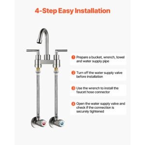 faucet hose connector, 16 inch length, 3/8 inch comp x 1/2 inch fip 10 pack braided stainless steel faucet supply line, faucet hose connects kitchen bathroom sink to water supply, certified safe