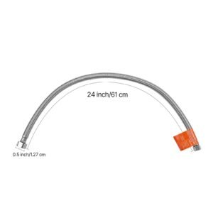 faucet hose connector, 24 inch length, 3/8 inch comp x 1/2 inch fip 2 pack braided stainless steel faucet supply line, faucet hose connects kitchen bathroom sink to water supply, certified safe