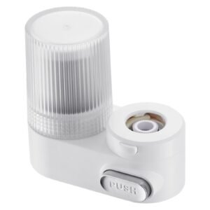 faucet mount water filter, vertical water purifier for sink tap, carbon fiber filters, removes chlorine lead with 1 filter, fits most kitchen or bathroom faucets, white
