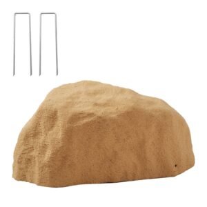 Faux Rock Cover, Outdoor Fake Rock Well Pump Cover, Realistic Natural Texture, Lightweight & Weather-Resistant Artificial Boulder for Landscaping Garden Yard Décor, Sand Yellow, Small Size