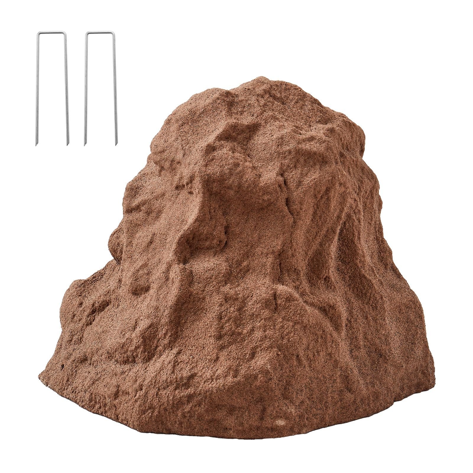 faux rock cover, outdoor fake rock well pump cover, realistic natural texture, lightweight & weather resistant polyresin artificial boulder for landscaping garden yard décor, brown, small size