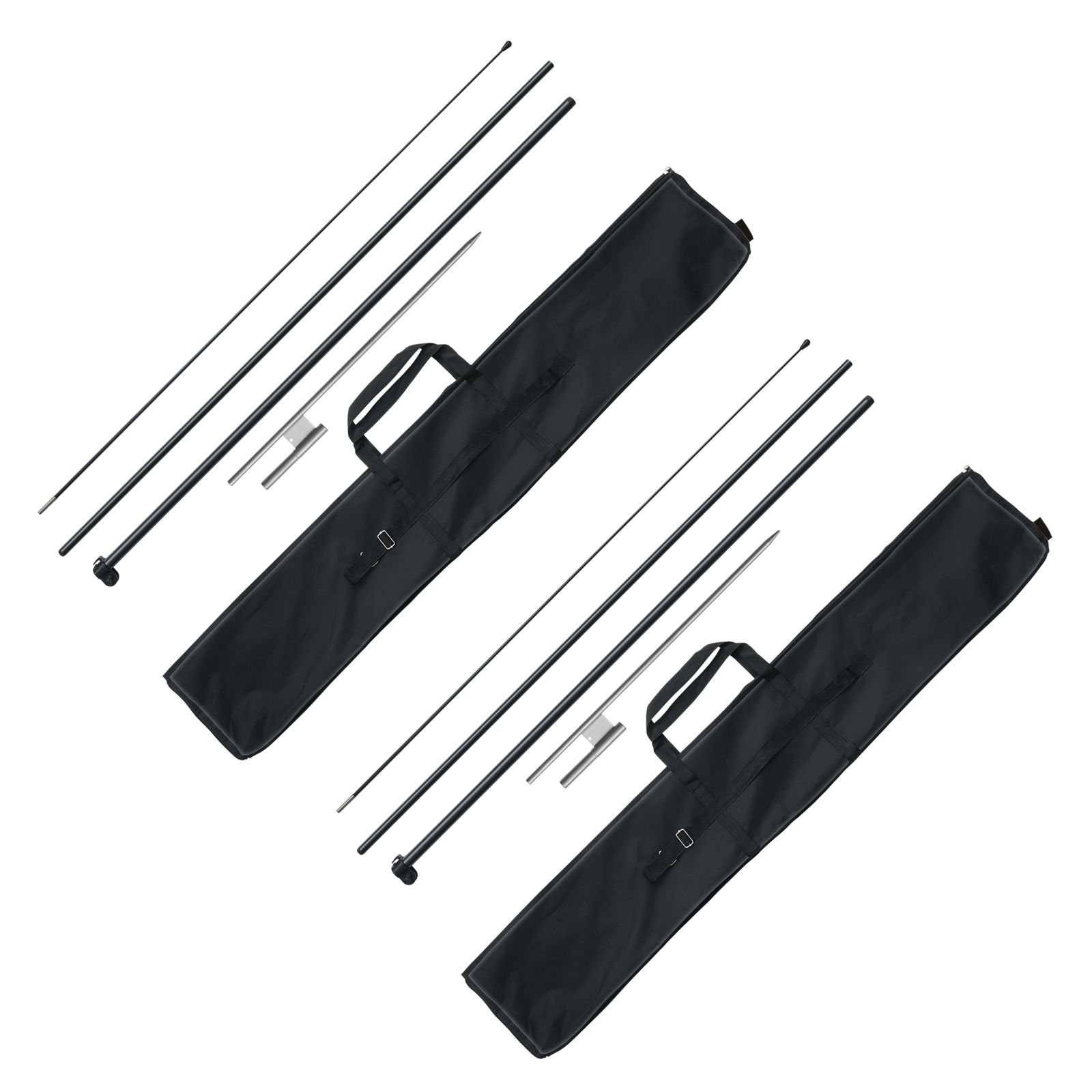 feather flag pole kit, 2 packs swooper flag pole 12.7 ft, sign flag poles for business advertising flags outdoor, with ground stakes and a carrying bag (flag not included)