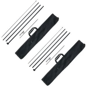 feather flag pole kit, 2 packs swooper flag pole 16.3 ft, sign flag poles for business advertising flags outdoor, with ground stakes and a carrying bag (flag not included)