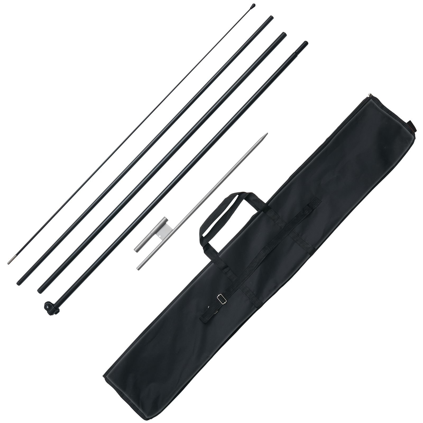 feather flag pole kit, swooper flag pole set 16.3 ft, sign flag poles for business advertising flags outdoor, with a ground stake and carrying bag (flag not included)