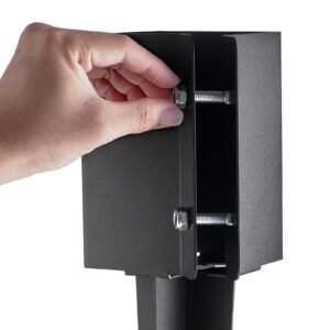 fence post anchor ground spike, 4 pack 36 x 4 x 4 inches outer diameter (inner diameter 3.5 x3.5 inches), metal black powder coated post stake ground, for mailbox deck garden railing