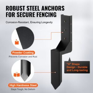 fence post anchor repair kit, 4 pack inner diameter 3.5 x3.5 inches heavy duty steel fence post support stakes, anchor ground spike for repair tilted, broken wood fence post, enveloping