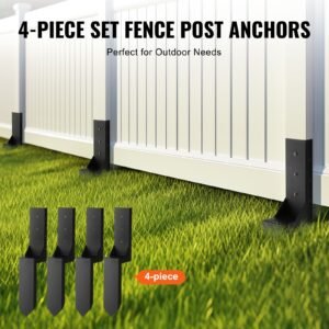 fence post anchor repair kit, 4 pack inner diameter 3.5 x3.5 inches heavy duty steel fence post support stakes, anchor ground spike for repair tilted, broken wood fence post, enveloping
