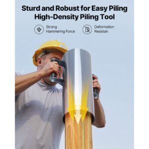 fence post driver, heavy duty t post driver with handles, metal manual pounder rammer for u channel,wooden fence, fits t posts with inner diameter up to 6.1in,ideal for farm, garden, yard