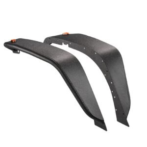 Fender Flare, Front Fender Flares Compatible with 2007-2018 Jeep JK/JKU 2/4 Doors, Off-Road Steel Liner Set with LED Lighting, Fenders for Jeep JK, Fine-Textured Black Paintable Wheel Flares Set
